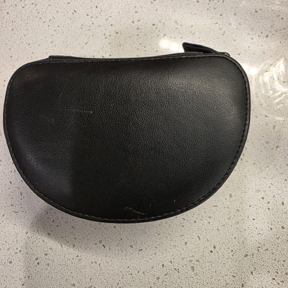 Black Leather Half-Moon Pouch